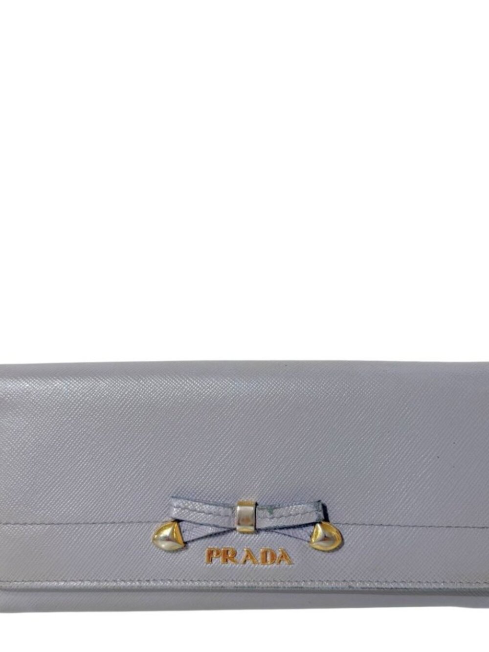 Prada Saffiano Gray Bow Wallet